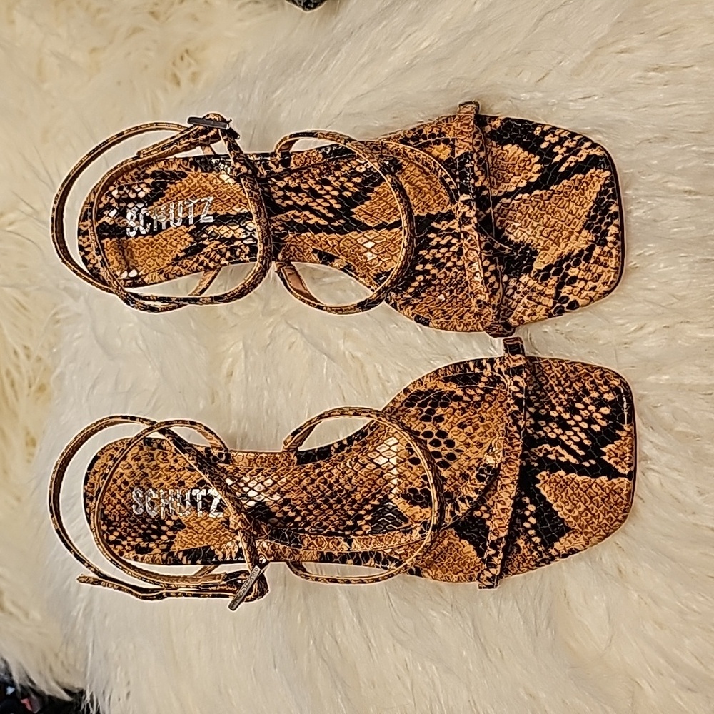 SCHUTZ Snakeskin Strappy Heels